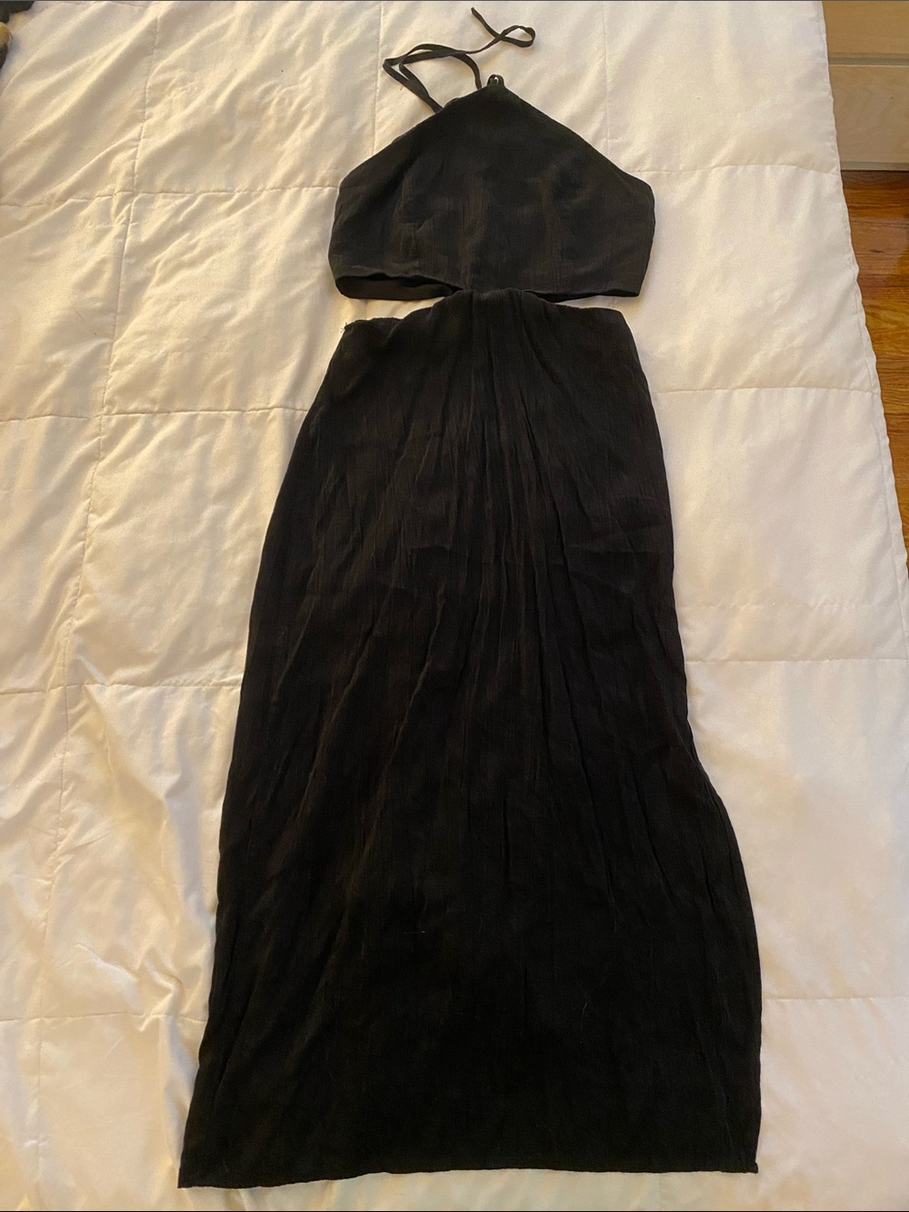 Forever 21 Black Halter Maxi Dress with Cutout Waist